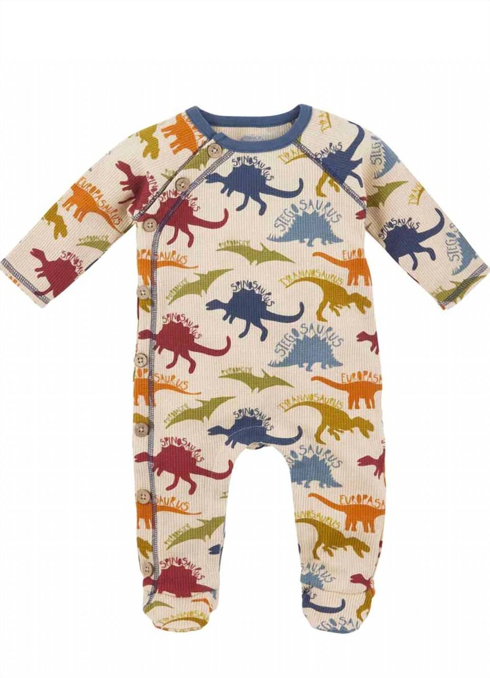 NEW MUDPIE kid's dino sleeper footie in blue multi